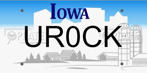 UR0CK Iowa License Plate