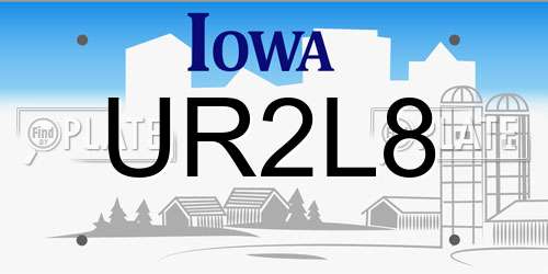 UR2L8 Iowa License Plate