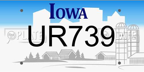 UR739 Iowa License Plate