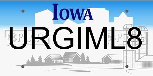URGIML8 Iowa License Plate
