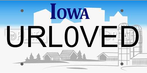 URL0VED Iowa License Plate