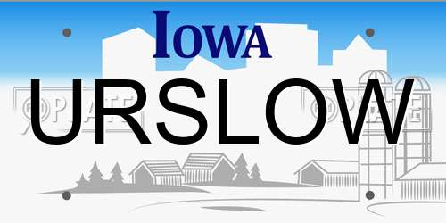 URSLOW Iowa License Plate