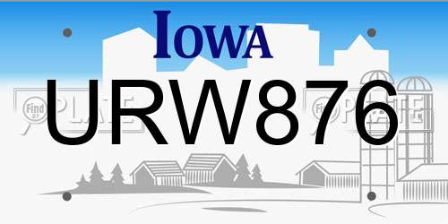 URW876 Iowa License Plate
