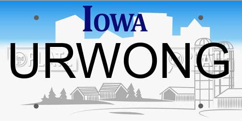URWONG Iowa License Plate
