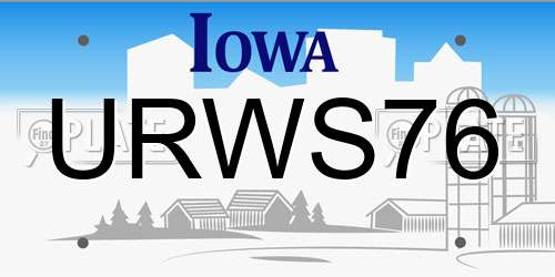 URWS76 Iowa License Plate