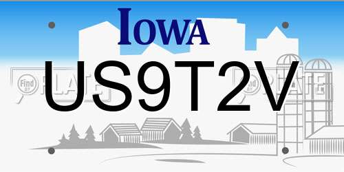US9T2V Iowa License Plate