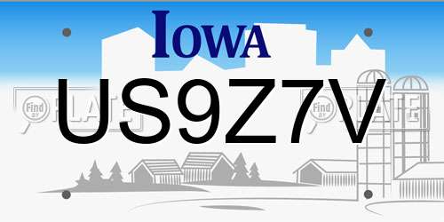 US9Z7V Iowa License Plate
