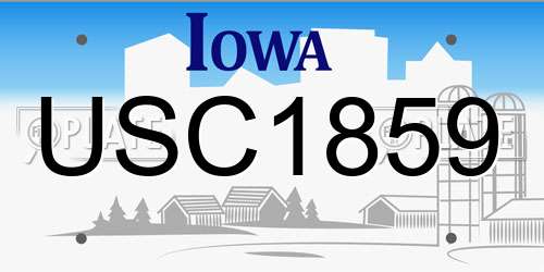 USC1859 Iowa License Plate