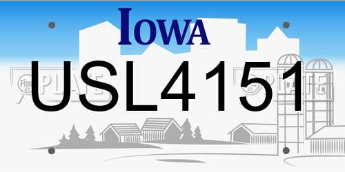 USL4151 Iowa License Plate