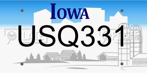 USQ331 Iowa License Plate