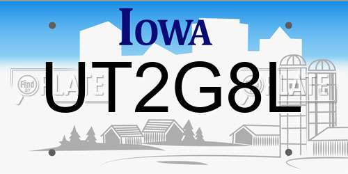 UT2G8L Iowa License Plate