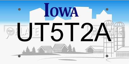 UT5T2A Iowa License Plate