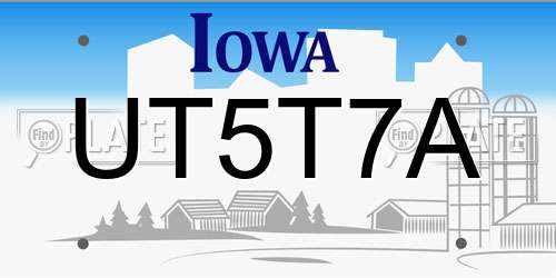 UT5T7A Iowa License Plate
