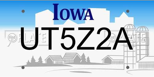 UT5Z2A Iowa License Plate