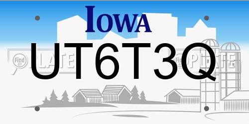 UT6T3Q Iowa License Plate