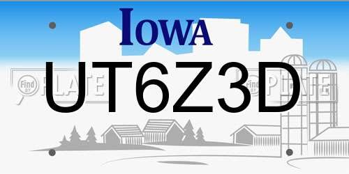UT6Z3D Iowa License Plate
