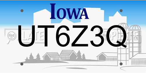 UT6Z3Q Iowa License Plate