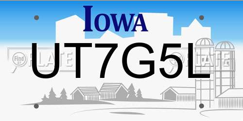 UT7G5L Iowa License Plate
