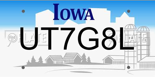 UT7G8L Iowa License Plate