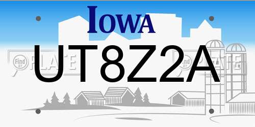 UT8Z2A Iowa License Plate