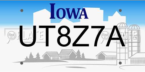 UT8Z7A Iowa License Plate