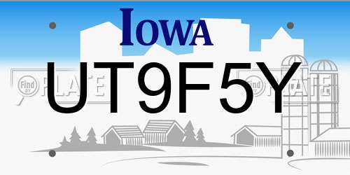 UT9F5Y Iowa License Plate