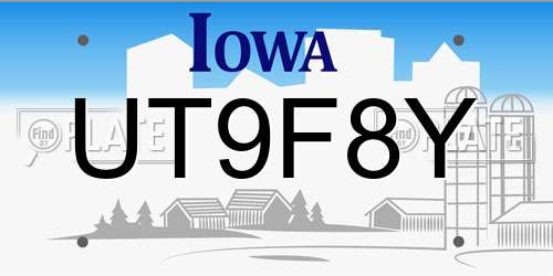 UT9F8Y Iowa License Plate