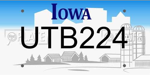 UTB224 Iowa License Plate