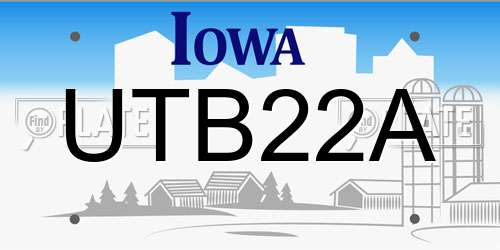 UTB22A Iowa License Plate