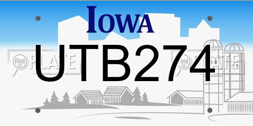 UTB274 Iowa License Plate