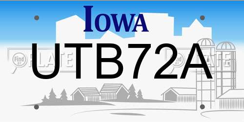 UTB72A Iowa License Plate