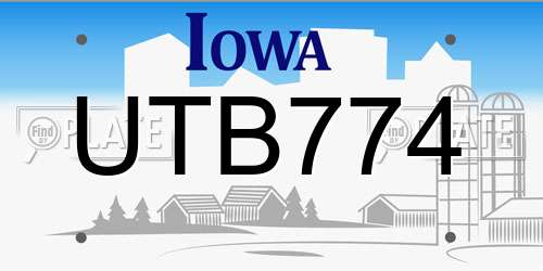 UTB774 Iowa License Plate