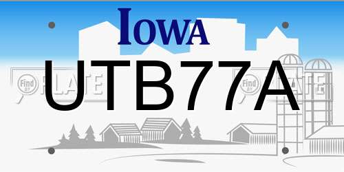UTB77A Iowa License Plate