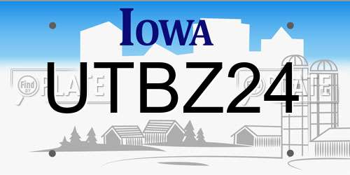 UTBZ24 Iowa License Plate