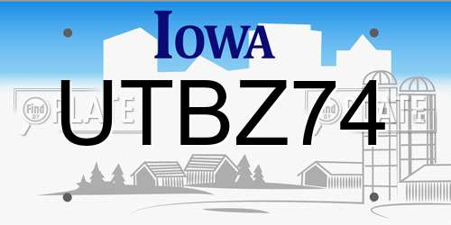 UTBZ74 Iowa License Plate