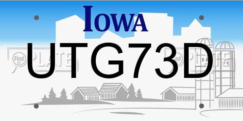 UTG73D Iowa License Plate