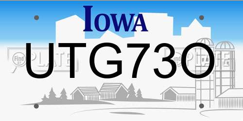 UTG73O Iowa License Plate