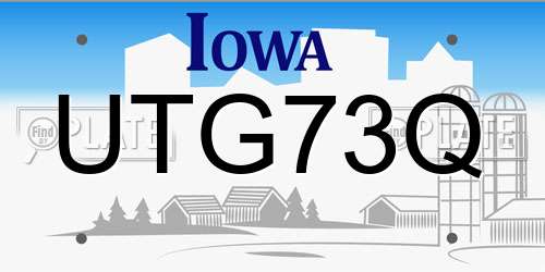 UTG73Q Iowa License Plate