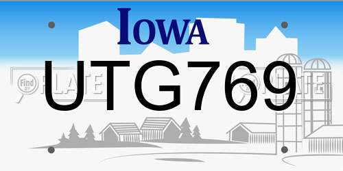 UTG769 Iowa License Plate