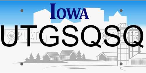 UTGSQSQ Iowa License Plate