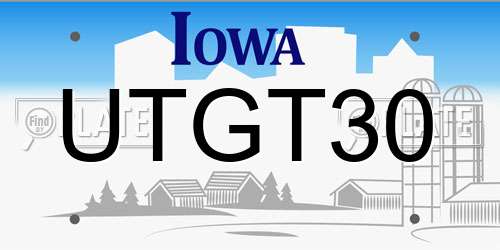 UTGT30 Iowa License Plate