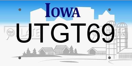 UTGT69 Iowa License Plate