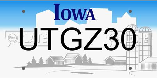 UTGZ30 Iowa License Plate