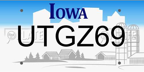 UTGZ69 Iowa License Plate