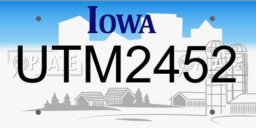 UTM2452 Iowa License Plate