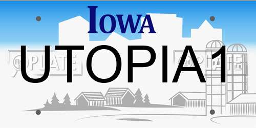 UTOPIA1 Iowa License Plate