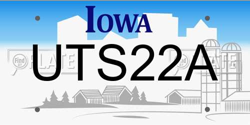 UTS22A Iowa License Plate