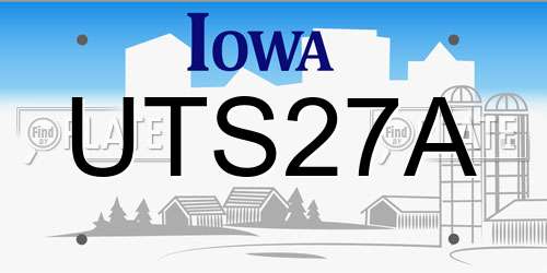 UTS27A Iowa License Plate