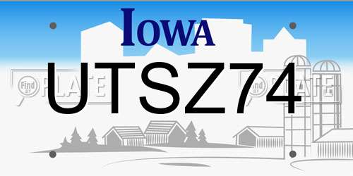 UTSZ74 Iowa License Plate