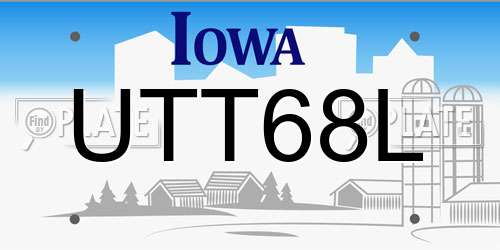 UTT68L Iowa License Plate